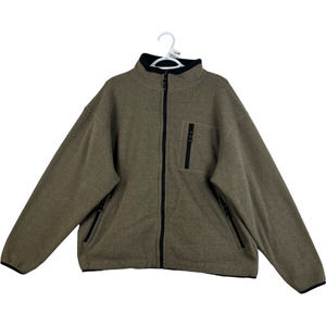 Outersport Mens Large Beige OT 2000 Fleece Jacket Zippered Pockets Elastic Waist